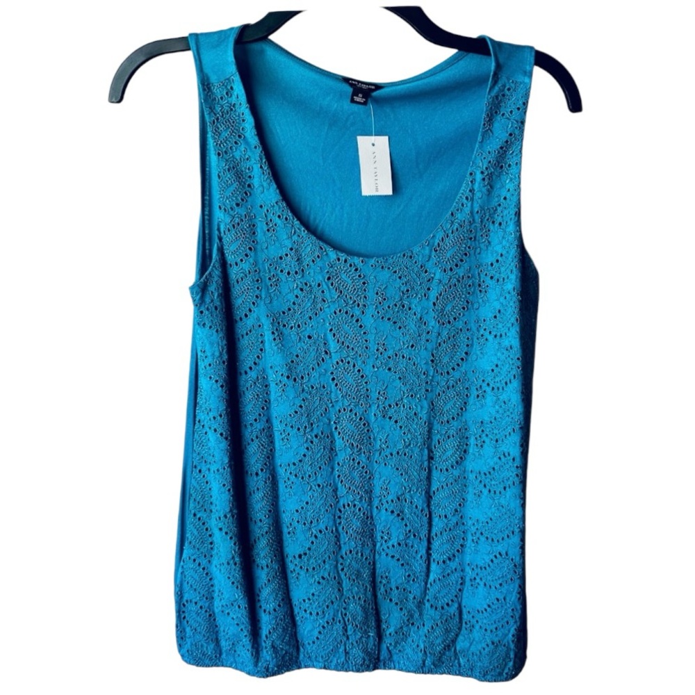 Ann Taylor Teal Eyelet Tank Top, NWT, S